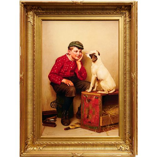 After John George Brown, giclee on canvas