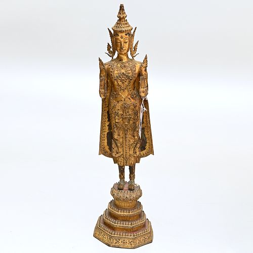 Large antique Thai gilt bronze Buddha