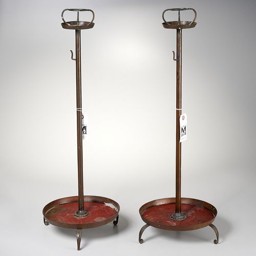 Pair Japanese bronze Shokudai candlesticks