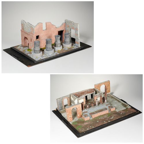 Pair of ruins of Pompeii models, ex-museum