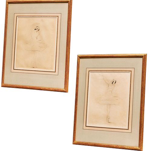 Ernst Oppler, (2) ballerina etchings
