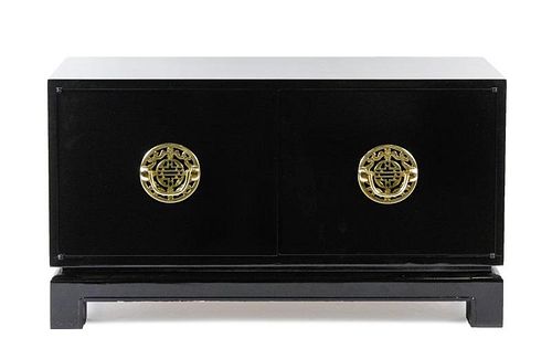 Black 2 Door Cabinet w/Chinese Style Backplates