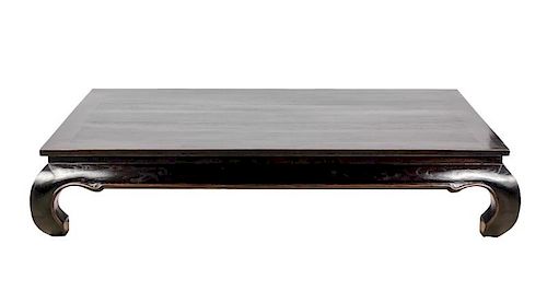 Long Chinese Style Black Lacquer Coffee Table
