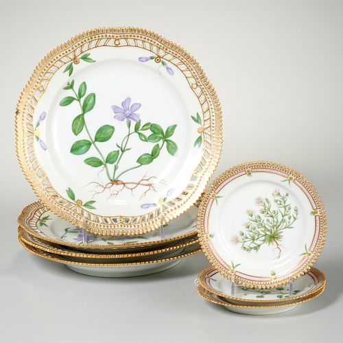 (7) Royal Copenhagen Flora Danica porcelain plates