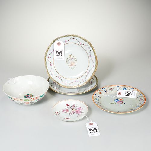 Group Chinese enameled porcelain dishes and bowl