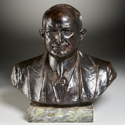 Jules Leon Butensky, bronze portrait bust, 1923