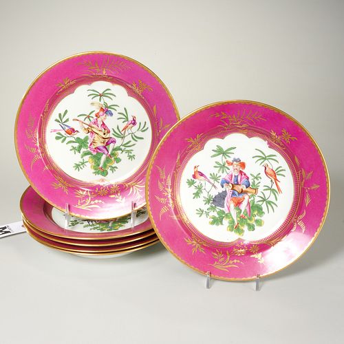 (6) Continental porcelain cabinet plates