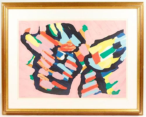 Karel Appel, "Lying in Color", Signed Lithograph