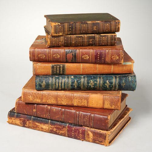 BOOKS: (8) leather vols. incl. Don Quixote 1815