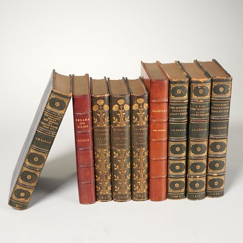 BOOKS: (9) vols. signed fine leather bindings