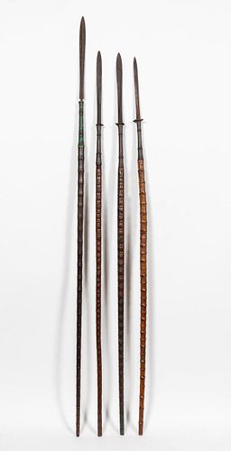 GROUP OF FOUR SOUTHEAST ASIAN POLE SPEARS