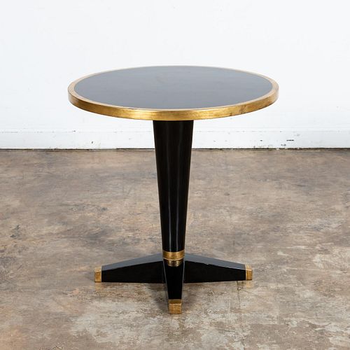 ROUND BLACK LACQUER & GILT ACCENTED GUERIDON TABLE