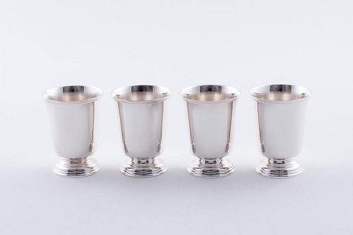 FOUR CHRISTOFLE SILVER PLATED TULIP SHAPED CUPS