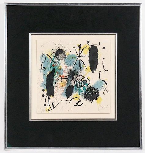 Joan Miro, Lithograph, "Inkblot", Signed