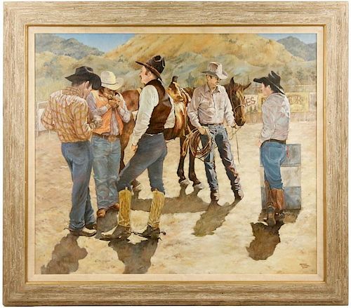 Mary Lou Slinkard, Oil on Canvas, "Cowboys"