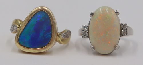 JEWELRY. (2) 14kt Gold and Opal Rings.