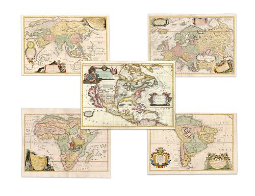 Coronelli, Vincenzo Maria. World and continents (set)