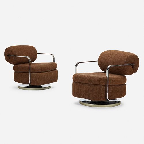 Milo Baughman, lounge chairs, pair