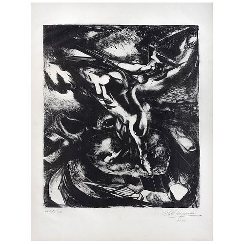 DAVID ALFARO SIQUEIROS, El centauro de la conquista, Signed and dated 1945, Lithography 39 EE / 50, 21 x 17.9" (53.5 x 45.5 cm)