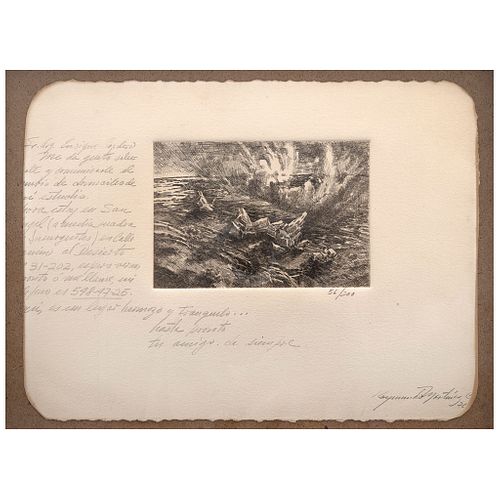 RAYMUNDO MARTÍNEZ, Untitled, Signed and dated 76, Etching and aquatint 56 / 200, 3.9 x 5.7" (10 x 14.5 cm)