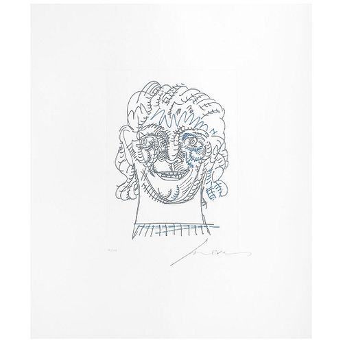 JOSÉ LUIS CUEVAS, Mujer Sonriente, Signed, Etching 15 / 100, 11 x 8" (28 x 20.5 cm)