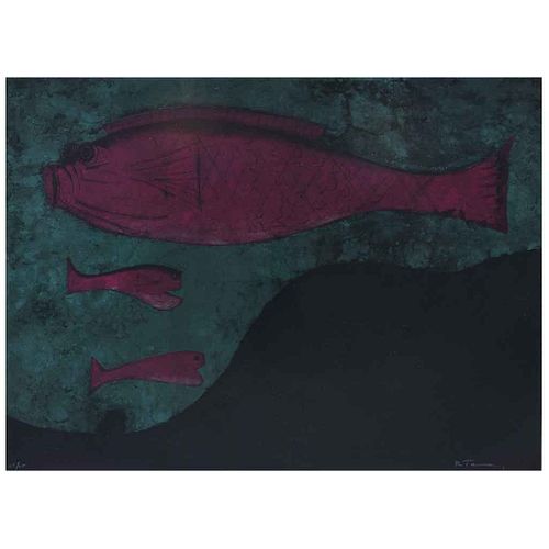 RUFINO TAMAYO, Peces, 1973, Signed, Lithography 45 / 75, 22 x 29.9" (56 x 76 cm)