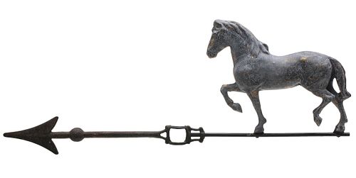 A LIGHTNING ROD WEATHER VANE WITH HORSE CIRCA 1900