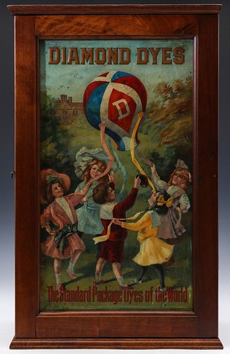 A DIAMOND DYE ADVERTISING STORE CABINET WITH 'BALLOON'