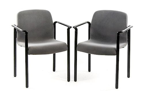 Pair of Gray & Black Herman Miller Armchairs
