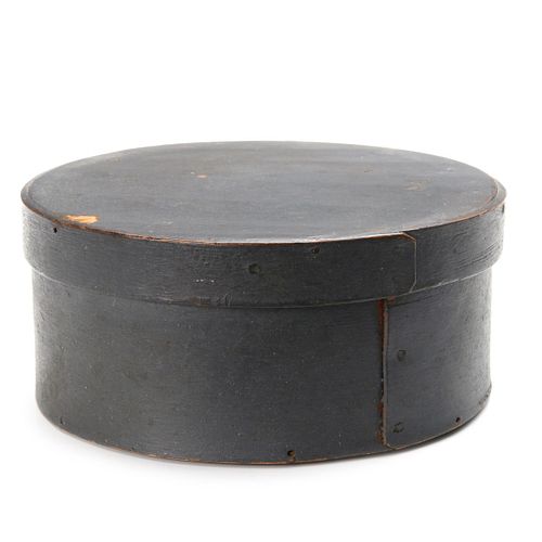 A 19TH CENTURY BENTWOOD PANTRY BOX IN OLD GRAY PAINT