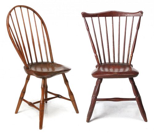 TWO LATE 18TH CENTURY WINDSOR SIDE CHAIRS