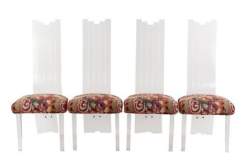 Set of 4 Hill High-Back Lucite Dining Chairs