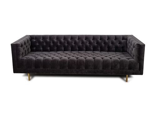 A Contemporary Smokey Grey Tufted Mohair/Velvet Sofa
Height 30 x length 92 x depth 35 1/4 inches