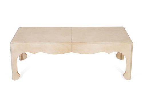 A Contemporary Parchment-Veneered Cocktail Table