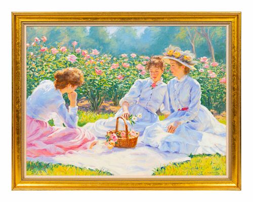 Gregory F. Harris
(American, b. 1953)
Three Ladies in White Seated on the Lawn
