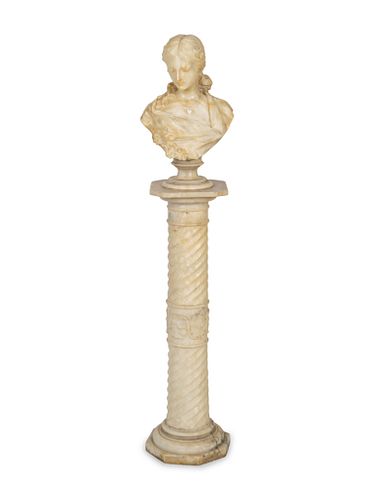 An Carved Marble Bust of Sarah Siddons, with Pedestal