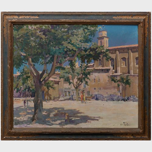 Antoine Ponchin (1872-1934): Courtyard Scene