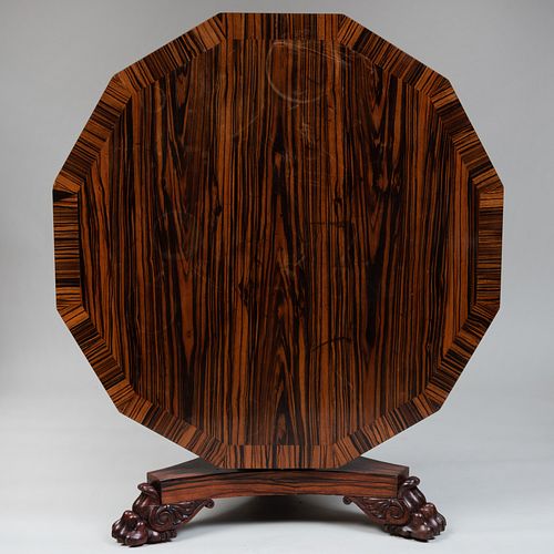 William IV Zebrawood and Parcel-Gilt Dodecagon Center Table