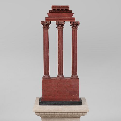 Large Italian Grand Tour Marble Model of The Temple of Castor and Pollux