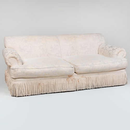 Henredon White Damask Upholstered Sofa and a Turkish Textile