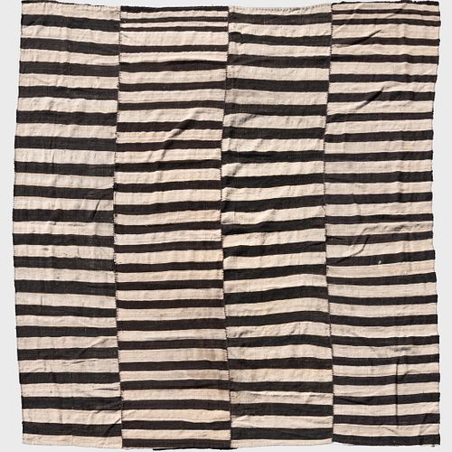 Brown and White Striped Flatweave Rug