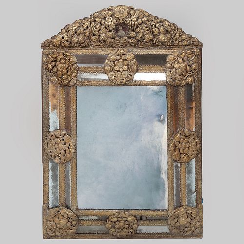 Flemish Baroque Brass Repoussé Mirror