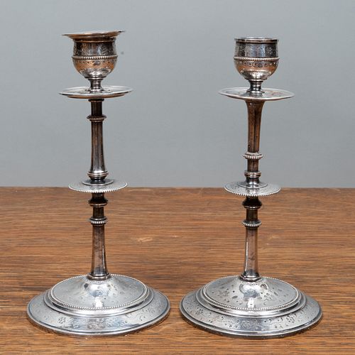 Pair of Continental Silver Plate Candlesticks