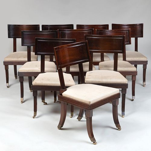 Set of Ten Regency Style Mahogany Dining Chairs