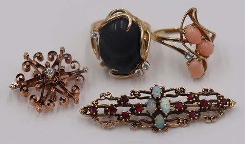 JEWELRY. Assorted Vintage Gold Jewelry Grouping.