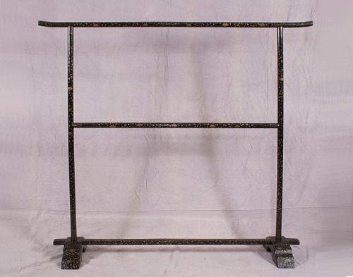 Japanese black and gold lacquer robe rack