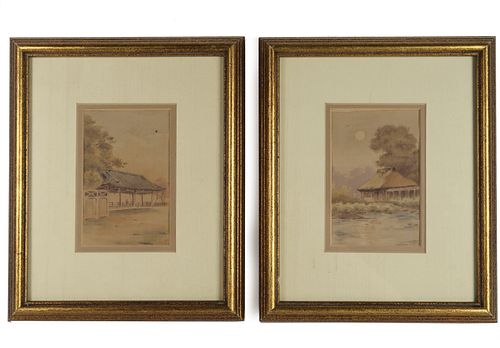 2 Delicate Japanese watercolors,c. 1940.