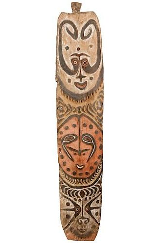 Songye Polychromed Carved Wood Tribal Shield