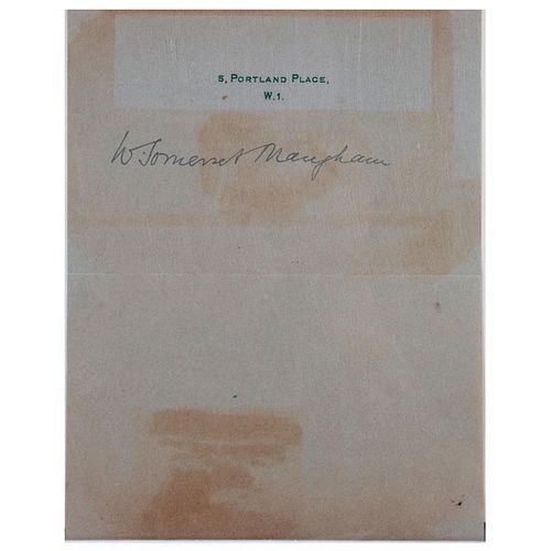 Somerset Maugham signed sheet of note paper