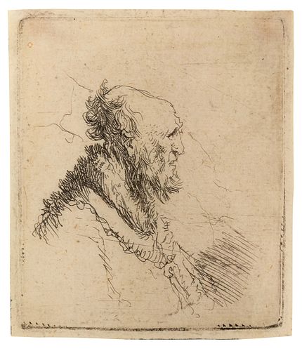 Rembrandt Harmenszoon van Rijn
(Dutch, 1606-1669)
Bald Old Man with a Short Beard in Profile, Right, c. 1635